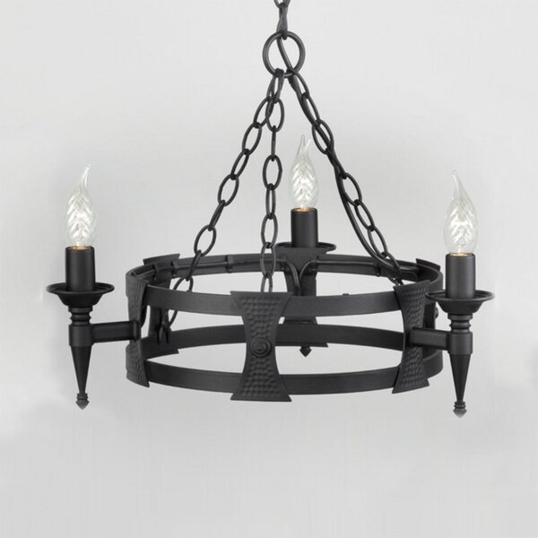 Elstead Lampă suspendată SAXON 3 becuri, negru, reglabil, Negru, Camera de zi / sufragerie, Metal, Casă de țară / Rustic