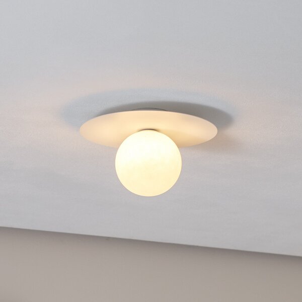 TK Lighting Plachetă Pixie, alb, sticlă, Ø 25 cm, sferică, G9, reglabil, Alb, Camera de zi / sufragerie, Metal, Modern