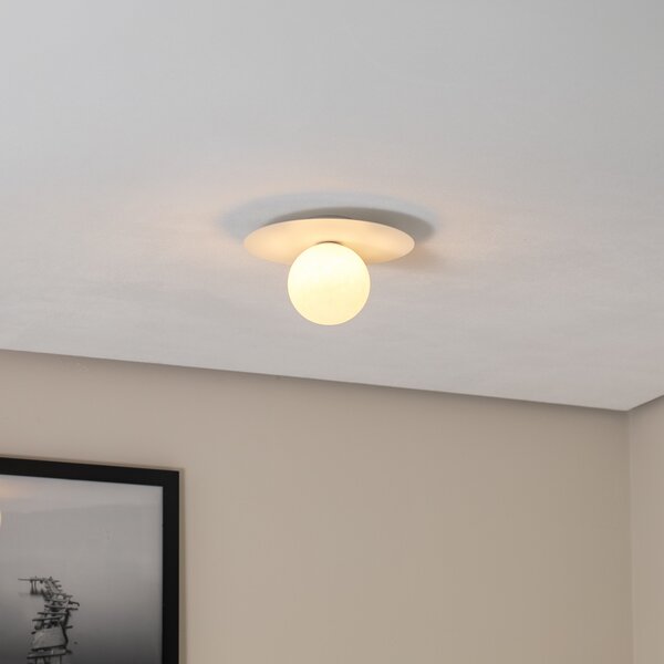 TK Lighting Plachetă Pixie, alb, sticlă, Ø 25 cm, sferică, G9, reglabil, Alb, Camera de zi / sufragerie, Metal, Modern