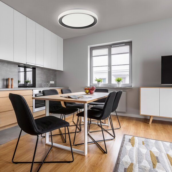 LOLA Smart Disc Plafonieră LED negru/alb, RGBW, reglabil, Negru, Camera de zi / sufragerie, Modern