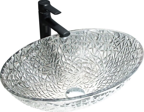 Mexen Goa chiuvetă de sticlă pe blat 50 x 36 cm, transparentă - 24085000