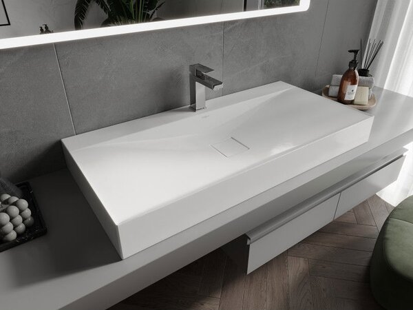 Mexen Poli lavoar de blat din conglomerat 1/O 100 x 48 cm, alb - 23021001
