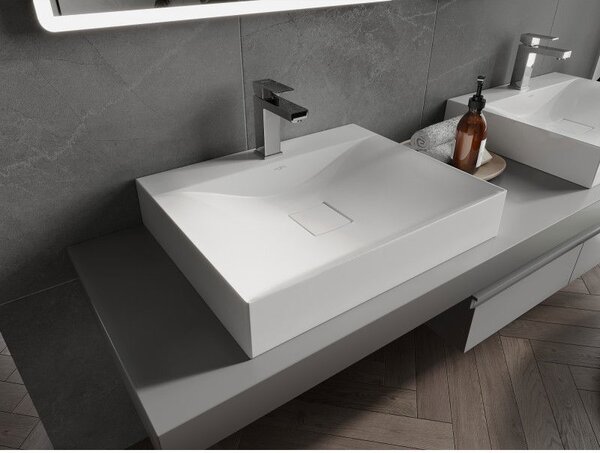 Mexen Poli lavoar de blat din conglomerat 1/O 60 x 48 cm, alb - 23026001