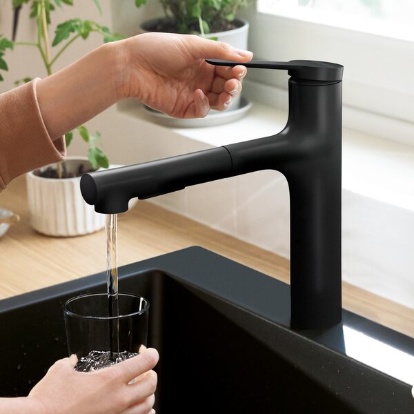 Hansgrohe Zesis M33 baterie bucătărie pe picior negru 74801670