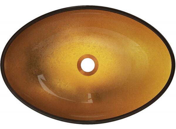 Mexen Sonia lavoar din sticlă pe blat 54 x 37 cm, auriu - 24145450