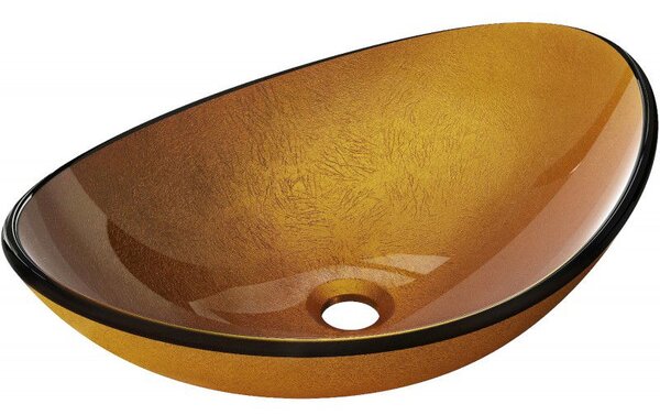 Mexen Sonia lavoar din sticlă pe blat 54 x 37 cm, auriu - 24145450