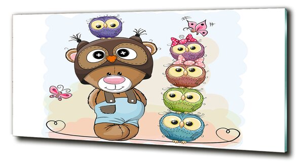 Tablou sticlă Ursul și Owl