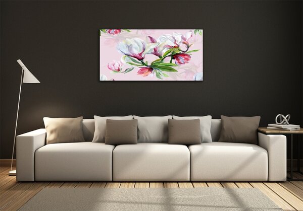 Tablou Printat Pe Sticlă flori magnolia