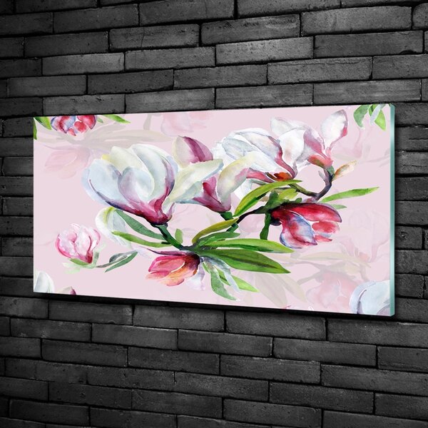 Tablou Printat Pe Sticlă flori magnolia