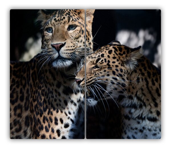 Tocator din sticla doi leoparzi