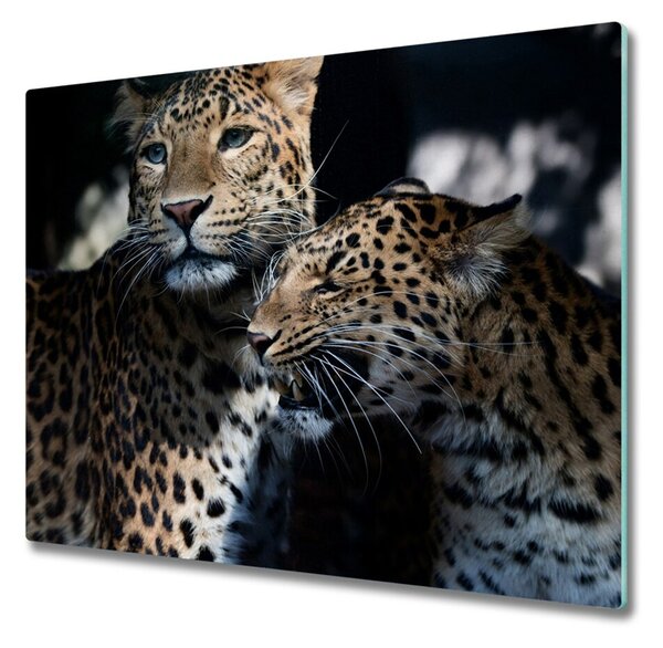 Tocator din sticla doi leoparzi