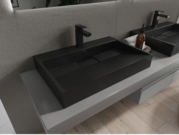 Mexen Ava lavoar deasupra blatului din conglomerat 1/O 70 x 46 cm, negru - 23017071