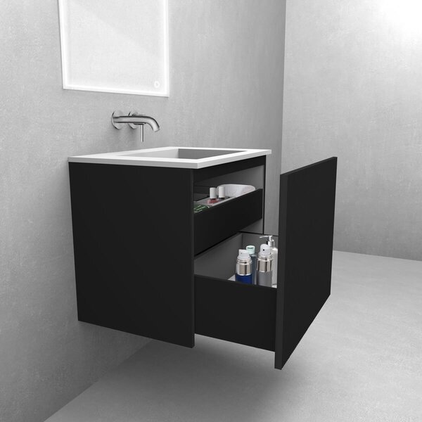 Oltens Lun Rila dulap 100x44.7x52 cm sub chiuveta pe perete negru mat 60029300