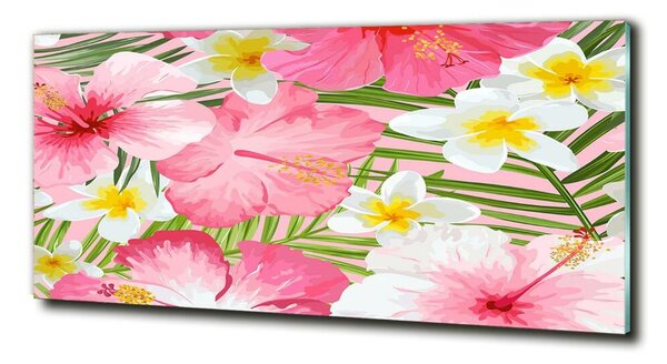 Tablou Printat Pe Sticlă flori tropicale