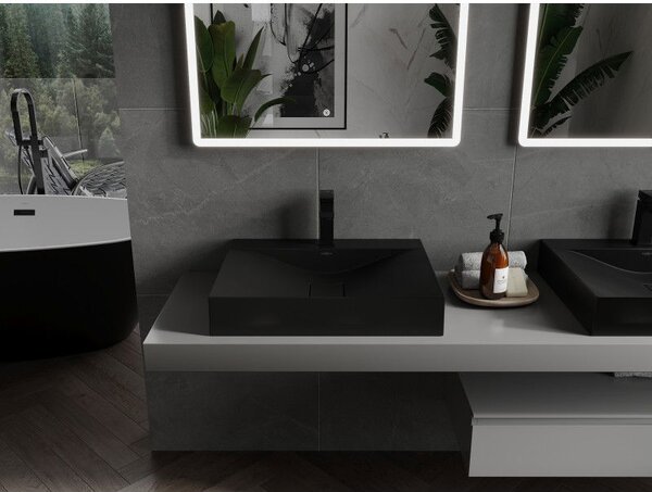 Mexen Poli lavoar deasupra blatului din conglomerat 1/O 60 x 48 cm, negru - 23026071