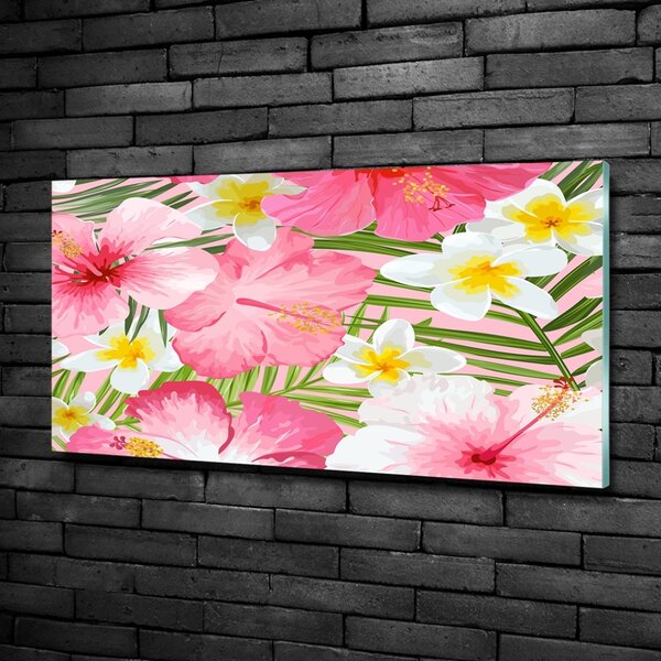 Tablou Printat Pe Sticlă flori tropicale