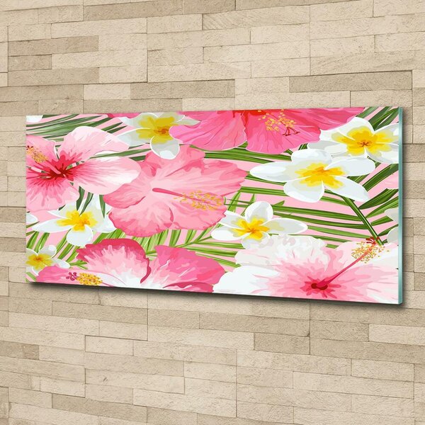 Tablou Printat Pe Sticlă flori tropicale