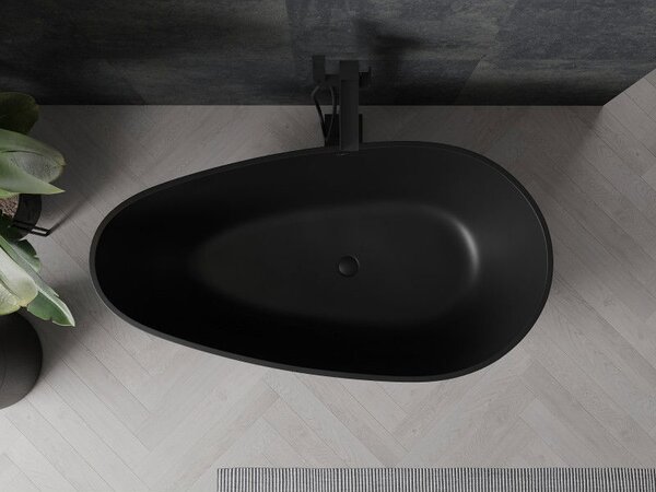 Mexen Palermo cadă freestanding din conglomerat 150 x 78 cm, negru mat - 57211507870