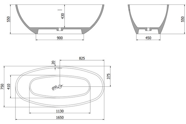 Mexen Bari, cadă de sine stătătoare din conglomerat 165 x 75 cm, negru mat, 57221657570
