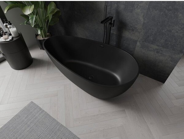 Mexen Palermo cadă freestanding din conglomerat 150 x 78 cm, negru mat - 57211507870