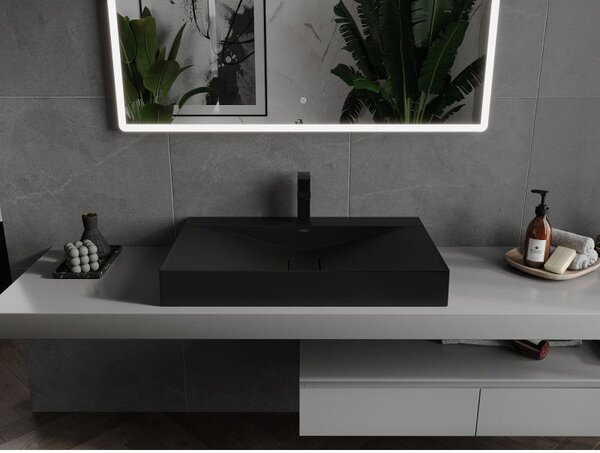 Mexen Poli lavoar pe blat din conglomerat 1/O 80 x 48 cm, negru - 23028071