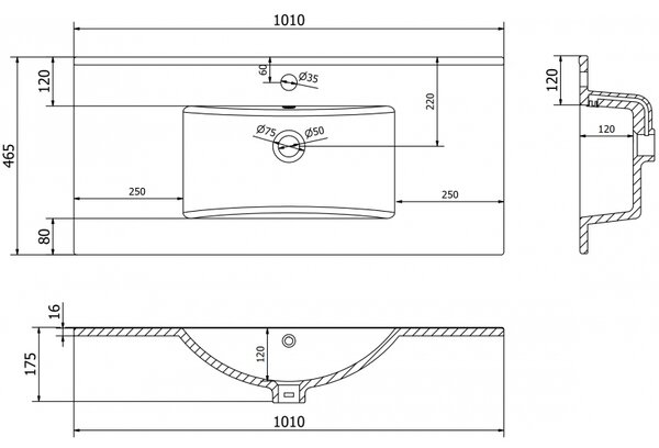 Mexen Atena chiuvetă încastrată în blat 101 x 46 cm, albă - 25011000