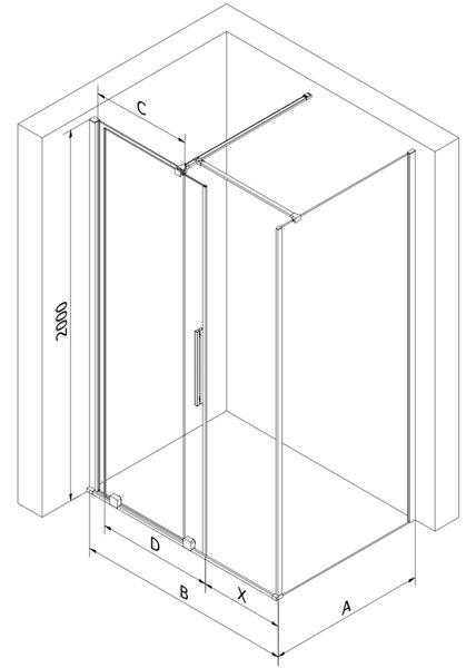 Mexen Velar cabina de duș glisantă 160 x 80 cm, transparentă, neagră - 871-160-080-01-70