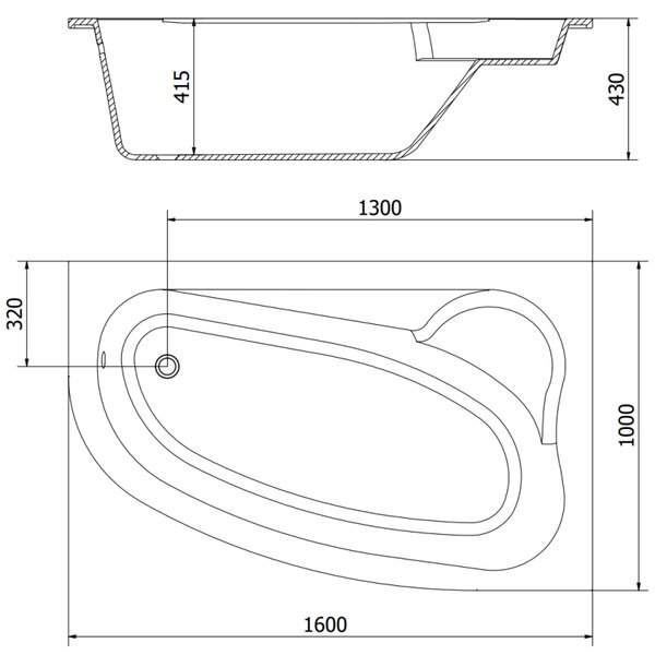 Mexen Westa cadă de colț dreapta 160 x 100 cm, albă - 560116010002