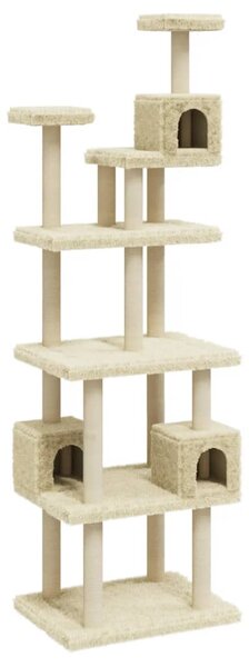 Ansamblu pisici cu stâlpi din funie de sisal, crem, 188 cm