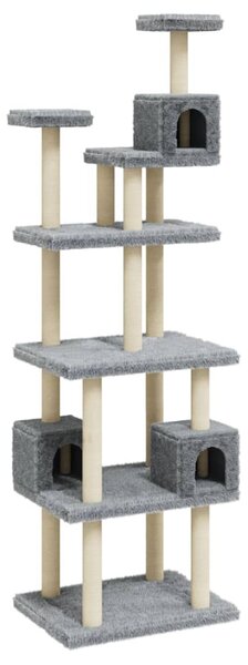 Ansamblu pisici, stâlpi din funie sisal, gri deschis, 188 cm