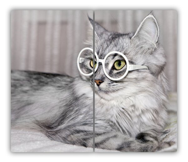 Tocator din sticla Cat cu ochelari
