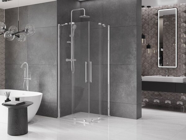 Mexen Velar Cabină de duș Duo cu uși glisante 90 x 90 cm, transparent, crom - 871-090-090-02-01
