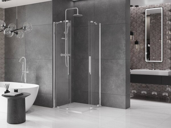 Mexen Velar Cabină de duș Duo cu uși glisante 90 x 90 cm, transparent, crom - 871-090-090-02-01