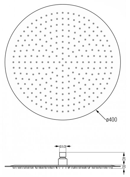 Cap de dus Mexen din otel inoxidabil Rotund 40 cm, negru, 79240-70