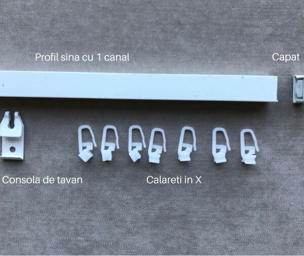 Şină perdea un canal - prindere tavan prin consola ELR 60