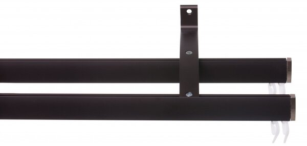 Galerie perdele ELR 200, dubla, Wenge, capăt PVC