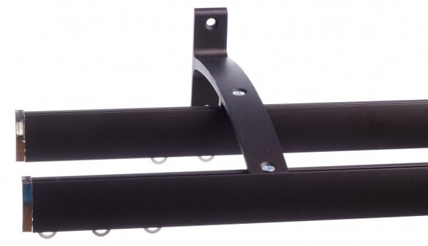 Galerie perdele ELR 200, dubla, Wenge, capăt PVC