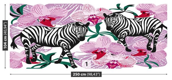 Fototapet Zebre Orhidee flori