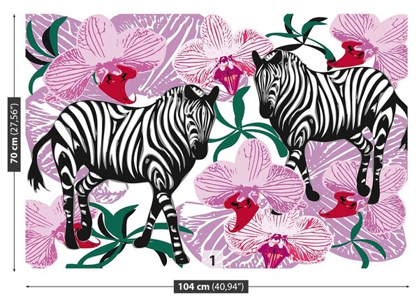 Fototapet Zebre Orhidee flori
