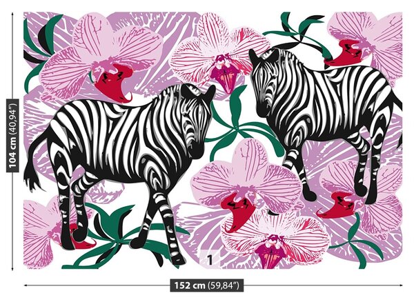 Fototapet Zebre Orhidee flori