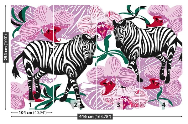 Fototapet Zebre Orhidee flori