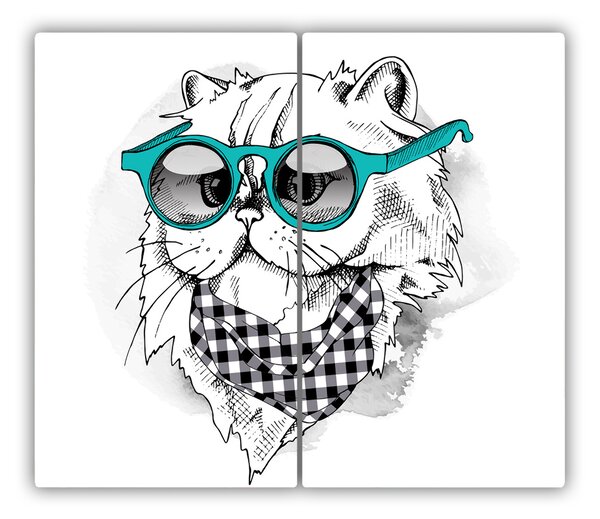 Tocator din sticla Cat cu ochelari