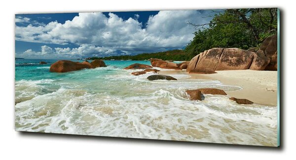 Tablou sticlă plaja Seychelles
