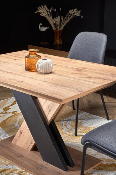 Masa extensibila XARELTO, wotan/negru mat, 130/175x85x76 cm