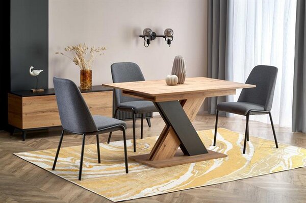 Masa extensibila XARELTO, wotan/negru mat, 130/175x85x76 cm
