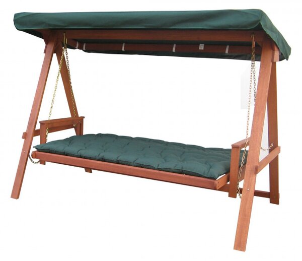 Balansoar pentru gradina din lemn, Soleil, 3 locuri, functie pat, perne incluse, 235x178.5x117.5 cm