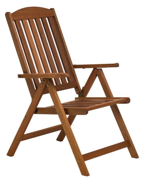 Scaun din lemn de Meranti pentru gradina, cu brate, pliabil, spatar reglabil, Bonn, culoare Teak