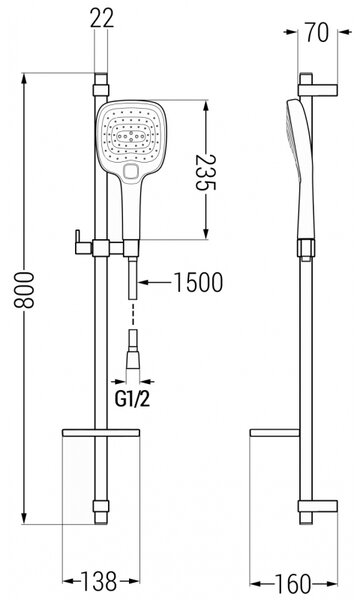 Set de dus Mexen DQ17, crom/alb, 785174581-02