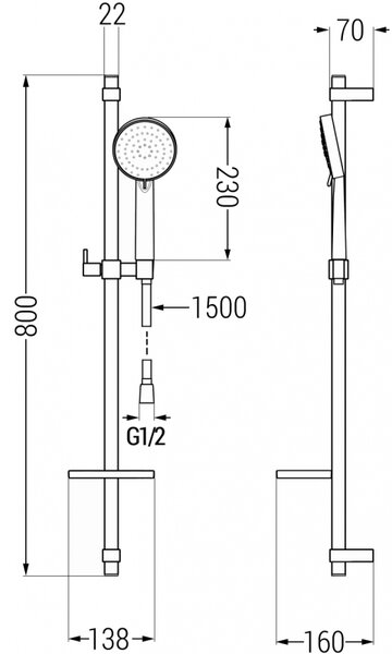 Mexen DQ75 set de duș glisant, crom - 785754581-00