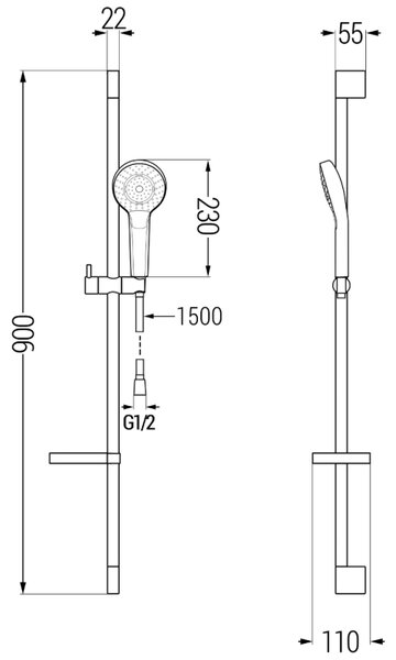 Mexen DS05 set de duș glisant, crom - 785054583-00